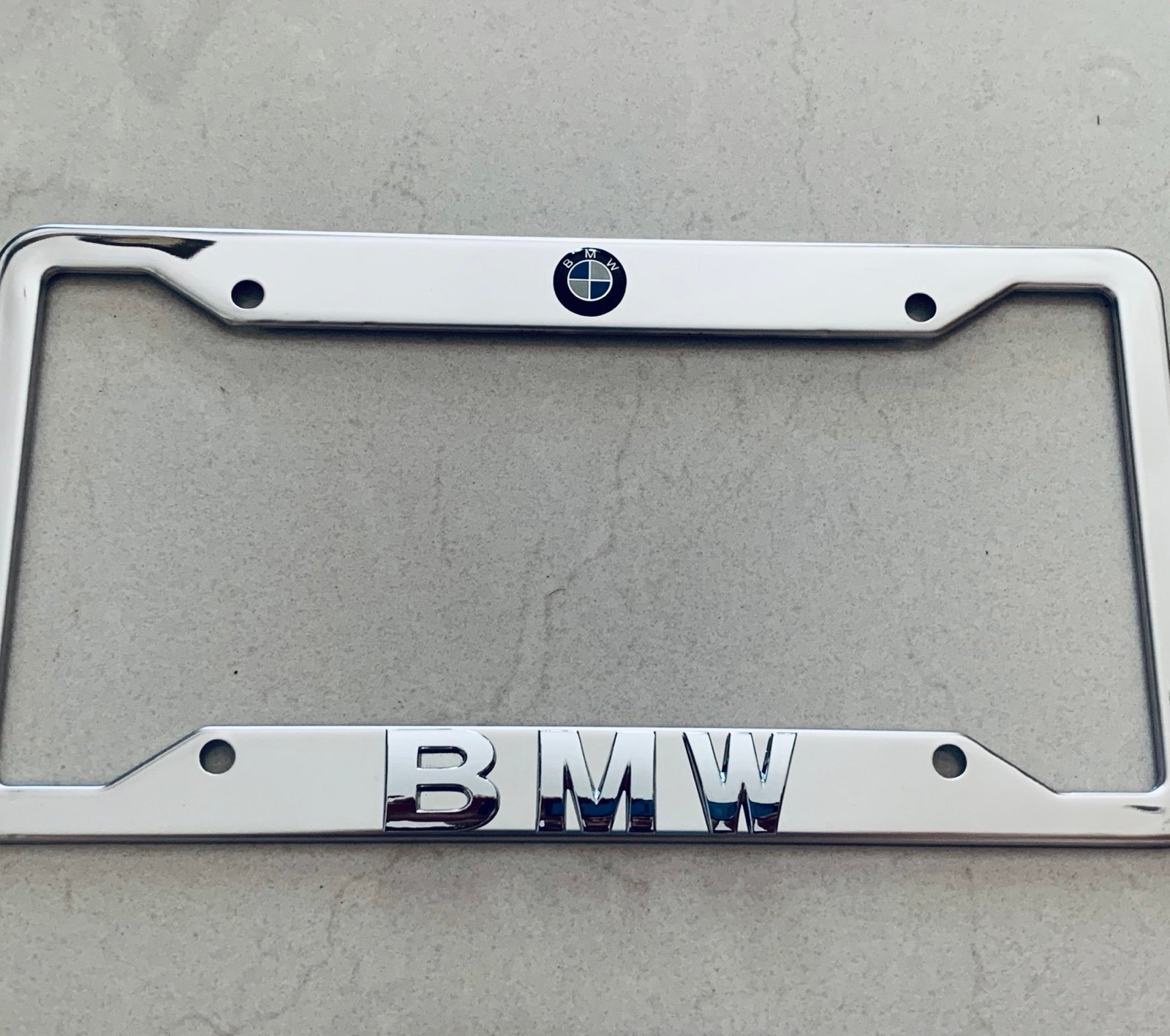 2x BMW Mirror Chrome Stainless Steel license plate frames with caps