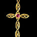 14K Yellow Gold & Natural Ruby Cross Pendant with Necklace