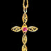 14K Yellow Gold & Natural Ruby Cross Pendant with Necklace