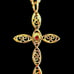 14K Yellow Gold & Natural Ruby Cross Pendant with Necklace