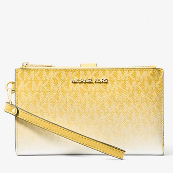 Michael Kors Jet Set Large Ombré Signature Logo Double Zip Wristlet Wallet Phone
