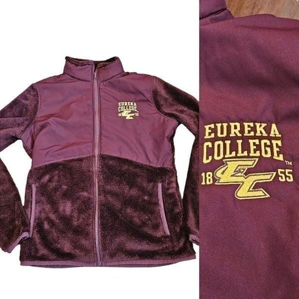 Womens Eureka College Red Devils Fuzzy Plush Zipup Jacket