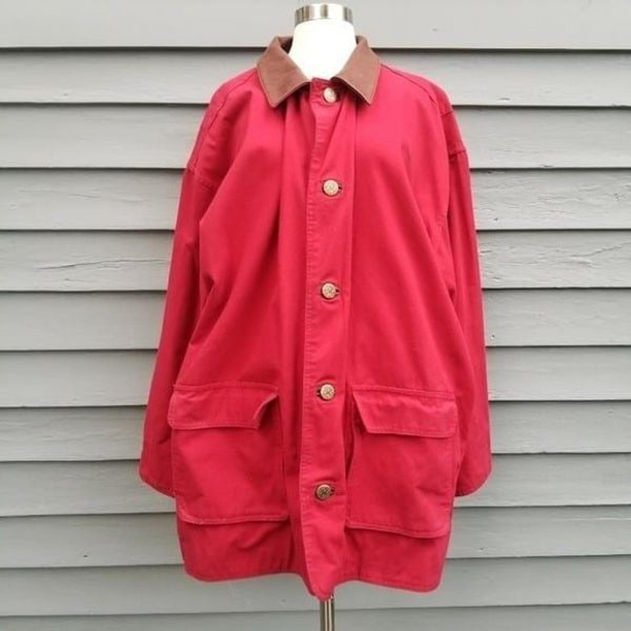 Vintage Marlboro County Store Red Denim Jean Trucker Jacket Cotton Leather