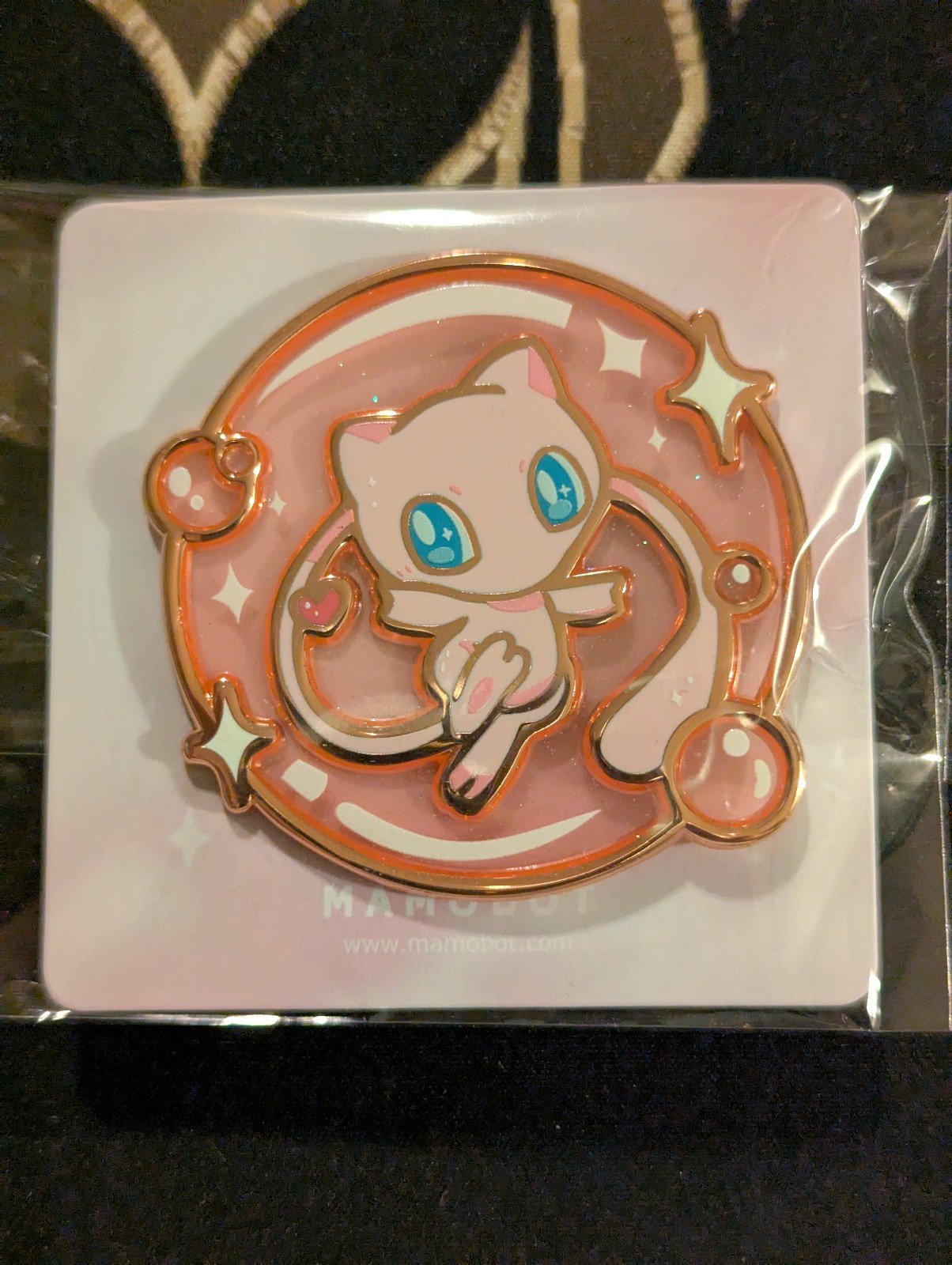 Mamobot Mew glass bubble Pokemon enamel pin