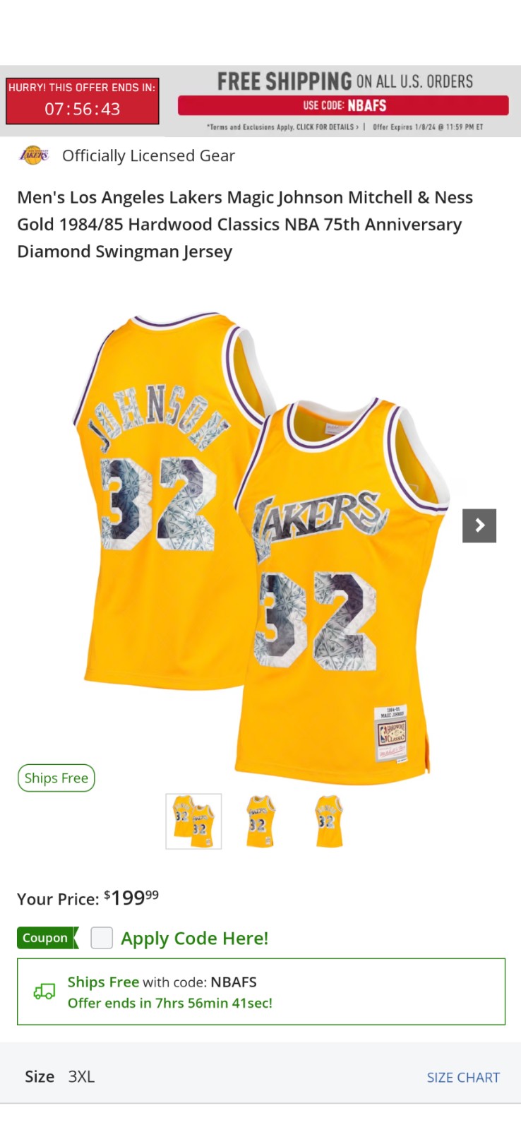 Magic Johnson diamond jersey