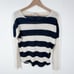 Brochu Walker Lightweight 100% Cashmere Sweater Size Small Black Ivory Stripe D4