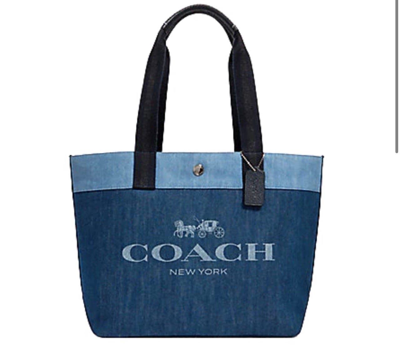 Coach Denim Tote With Horse And Carriage NWT