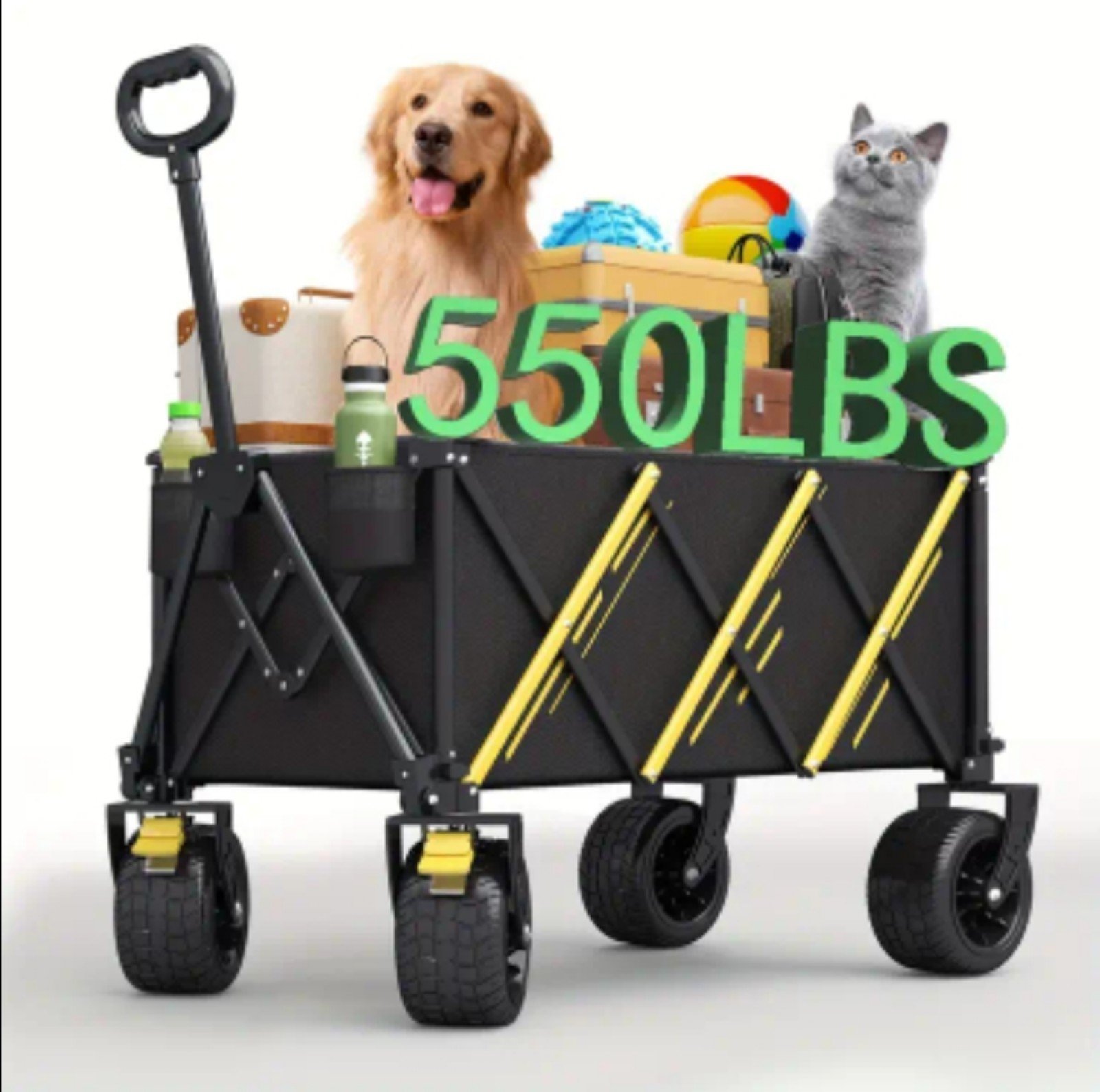 Foldable Trolley Pet Transporter Beach Trolley, 550lb Heavy Duty Multi-purp