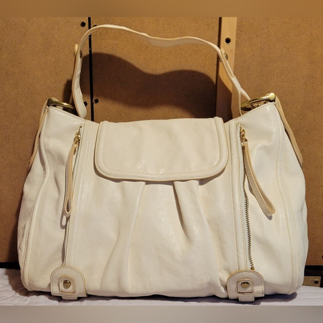 Kooba Leather Bag Purse Cream Color Y2K Hobo