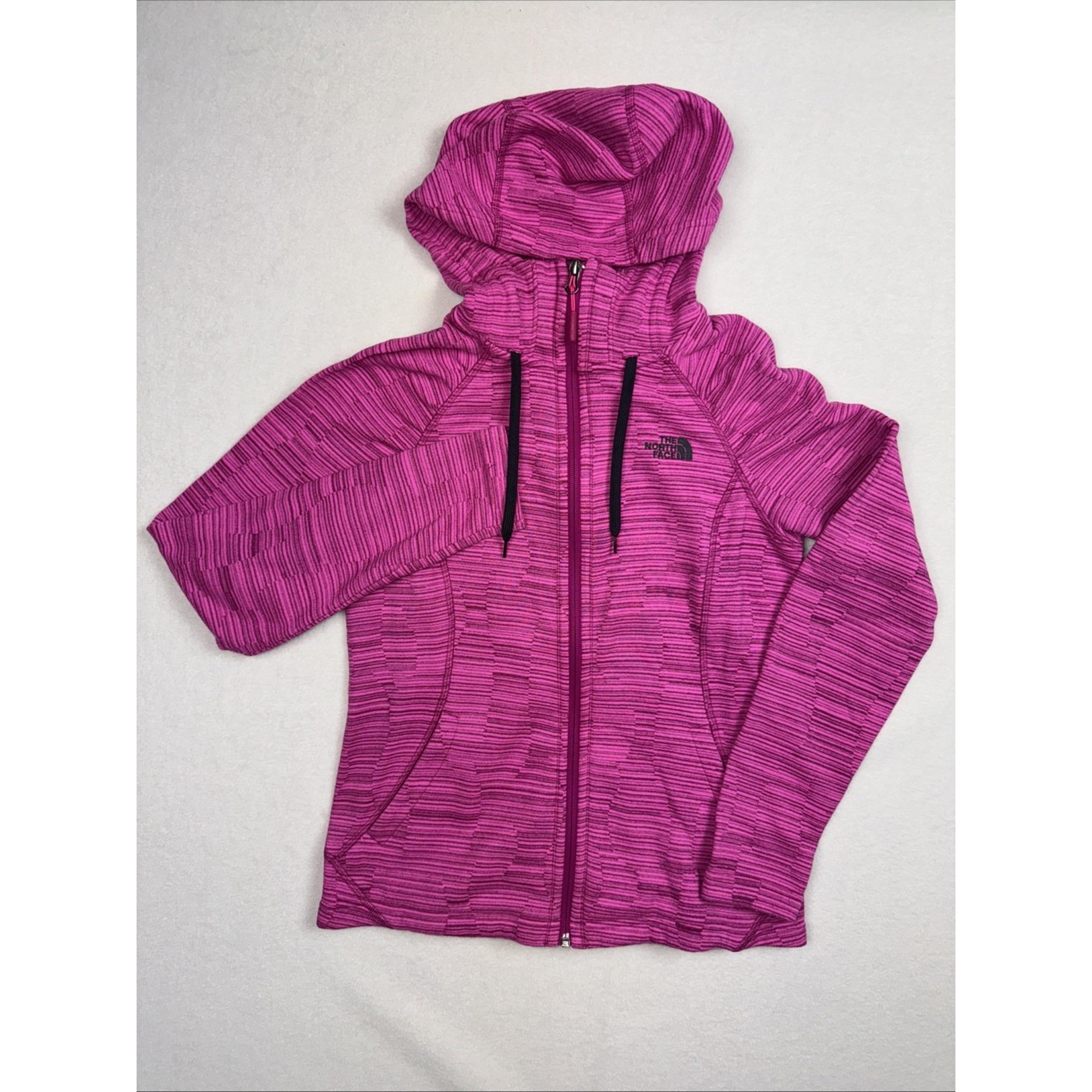 The North Face Mezzaluna Hoodie Women's S Cerise Stripe Fleece Full Zip CTP2