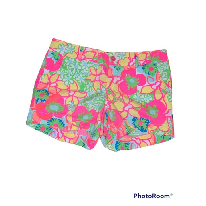 Lilly Pulitzer Callahan shorts size 10 retro Neon Floral print ICE CREAM SOCIAL