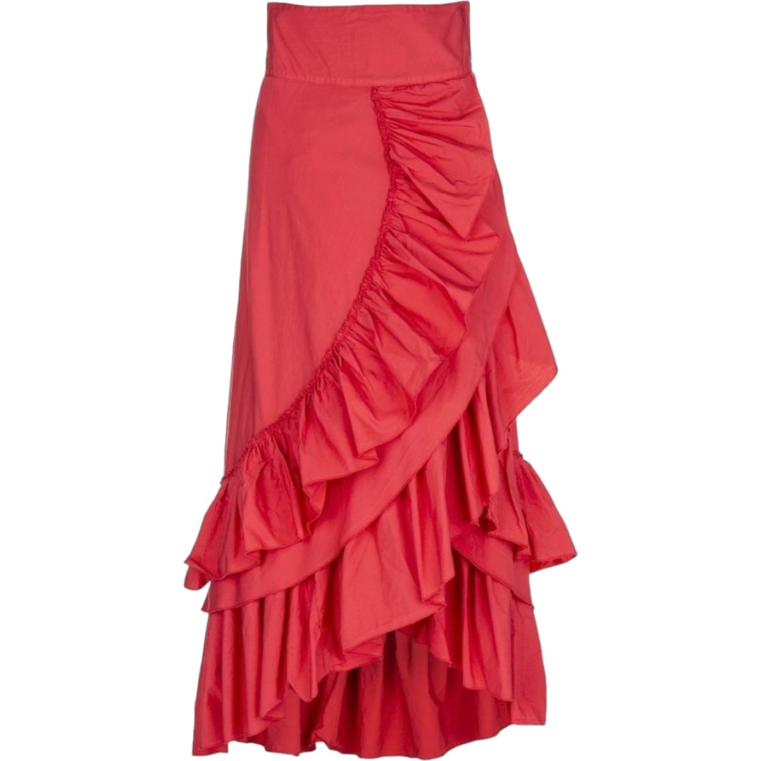 EUC AMAZING Meam Layered Flamingo Skirt Cherry Melon Color Size 6