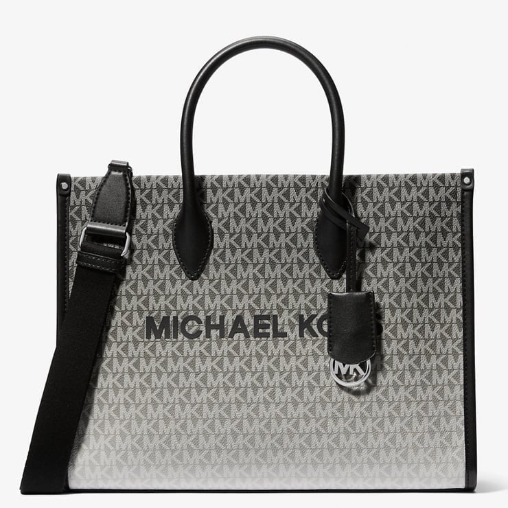 Michael Kors Mirella Medium Ombré Logo Tote Bag Black NWT