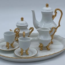 Vintage Mini Espresso Tea Set trimmed with liquid 24kt Gold
