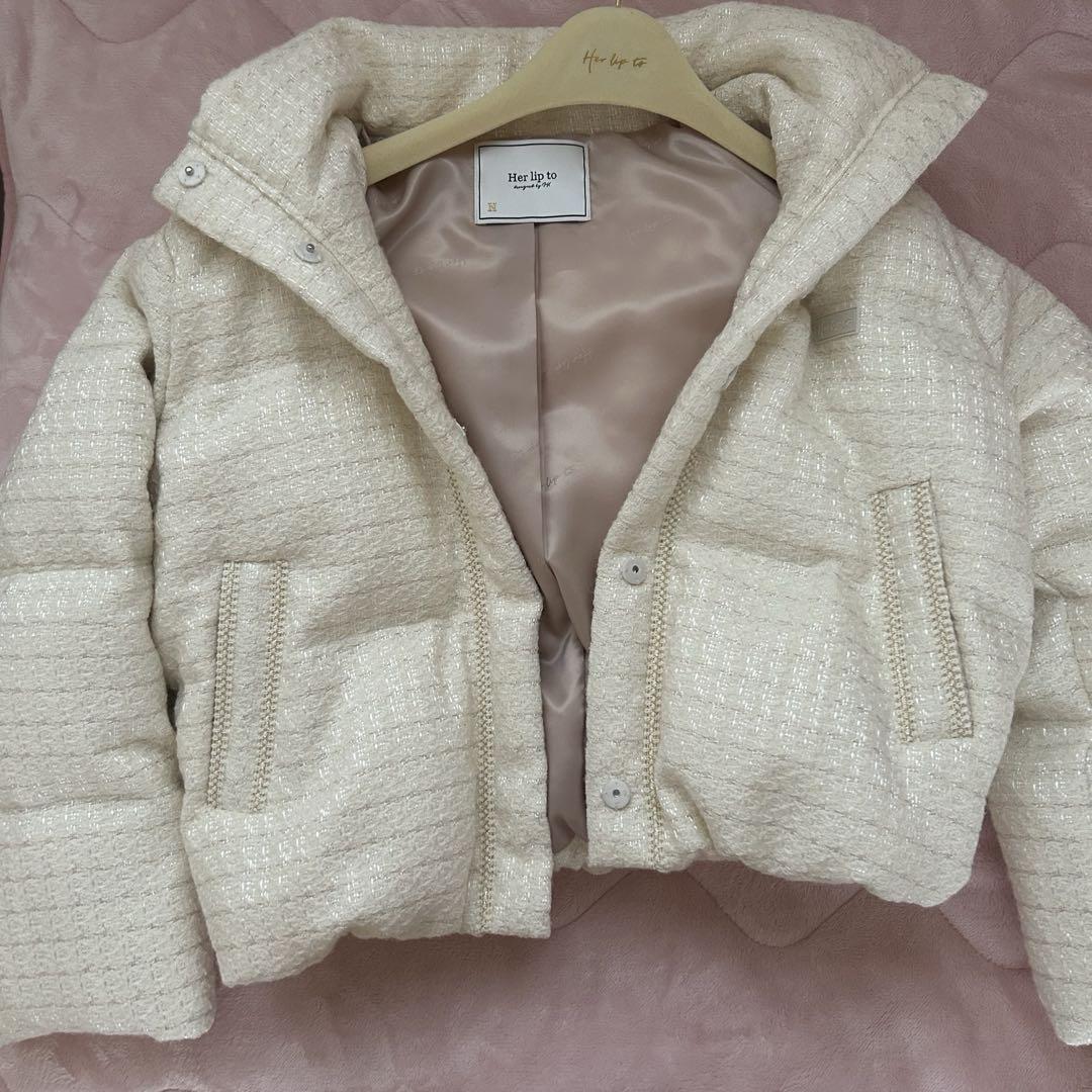 Hooded Tweed Down Jacket