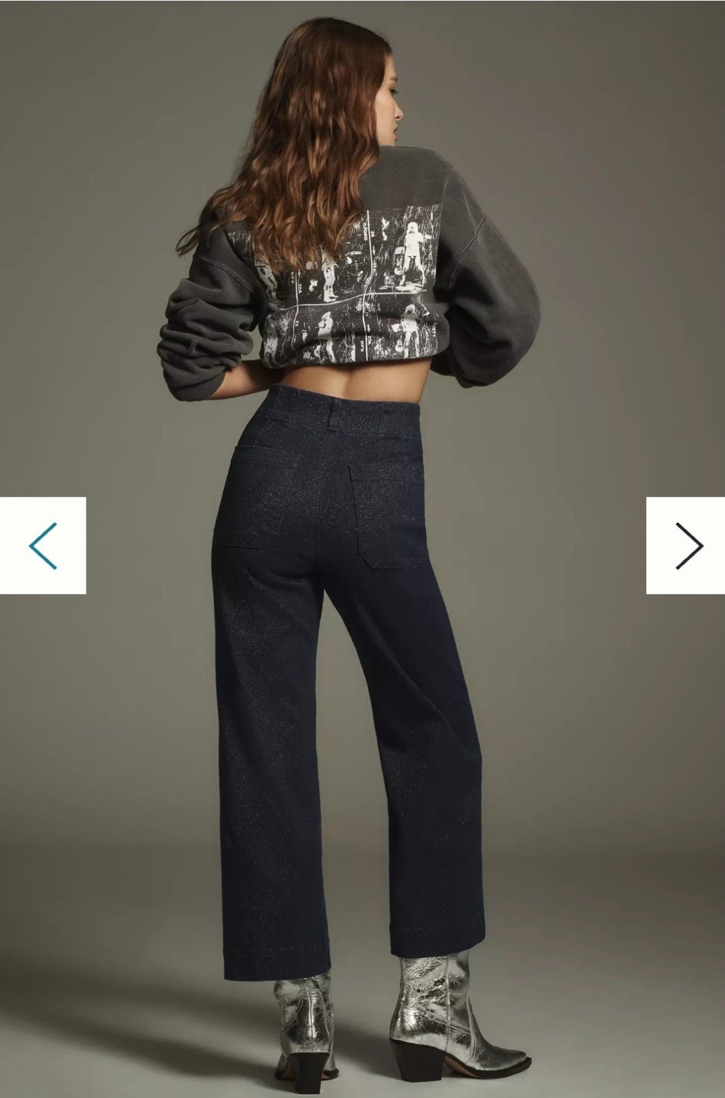 The Colette High-Rise Cropped Wide-Leg Jeans by Maeve: Sparkle Edition Sz 30 NWT