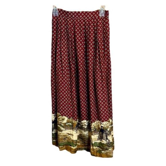 Susan Bristol Vtg Equestrian Horse Riding Racing Red A-line Pleated Skirt Size 4