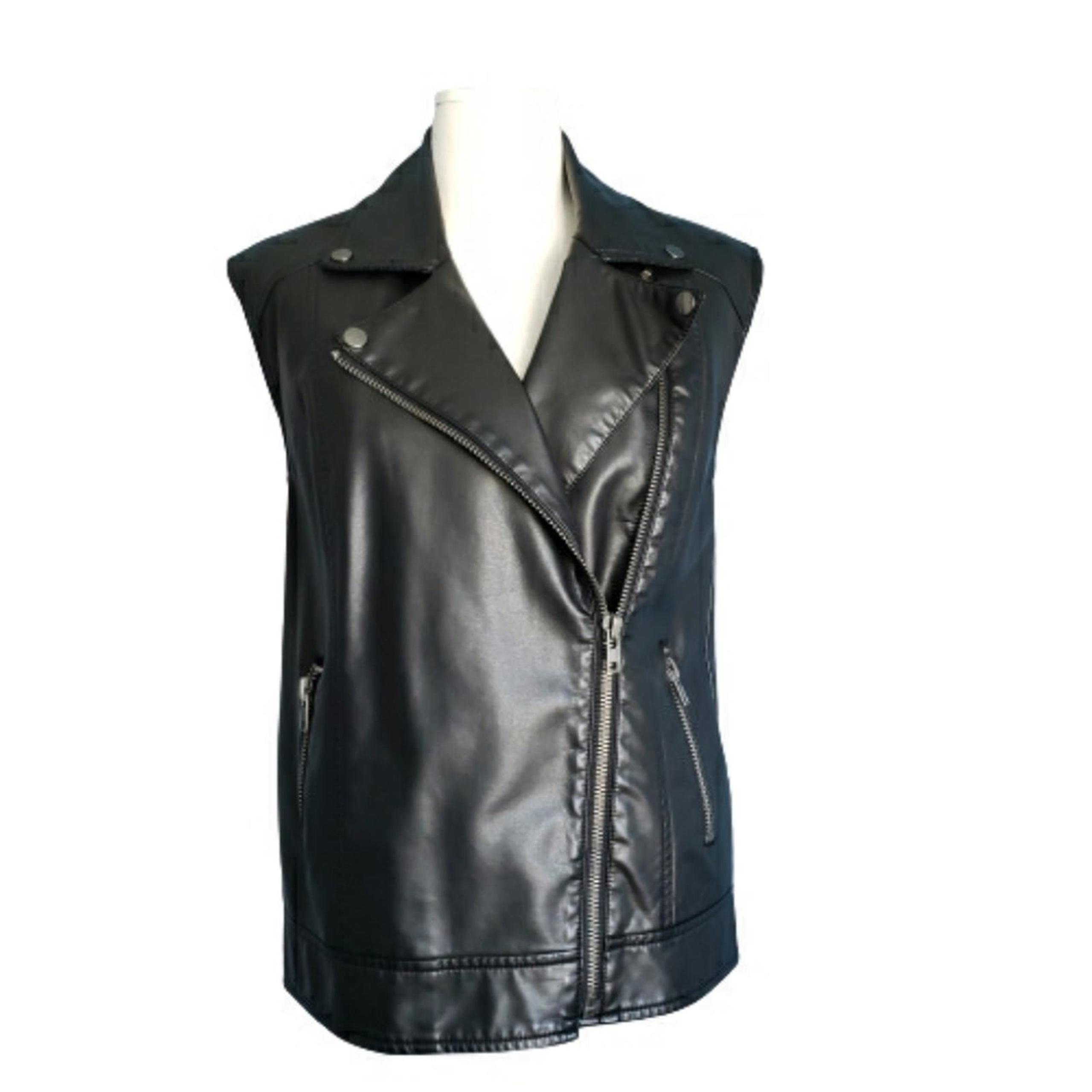 UO Silence + Noise Vegan Leather Zip Up Moto Vest