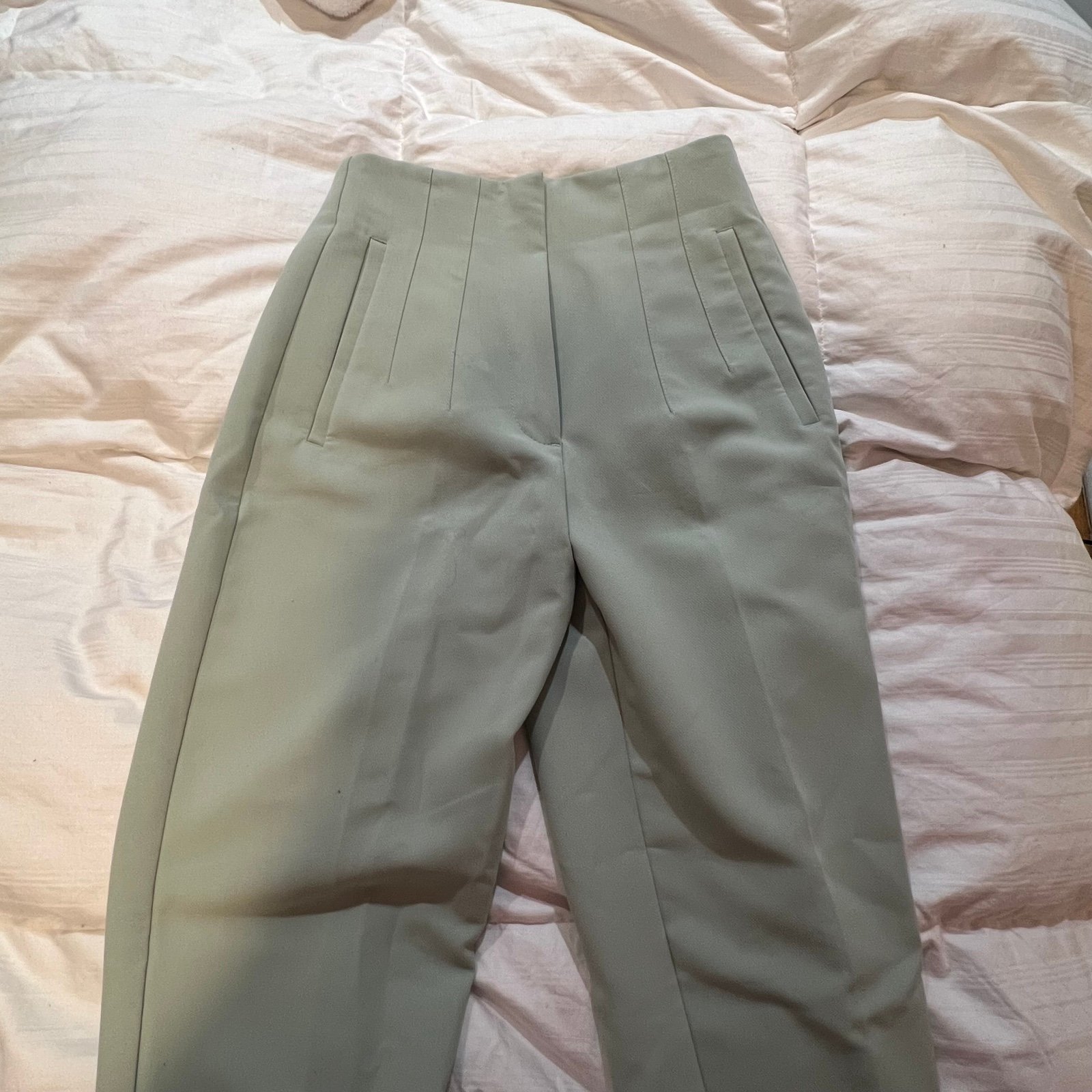 ZARA Blogger Fave Mint Waist Straight Leg Trousers Size XS