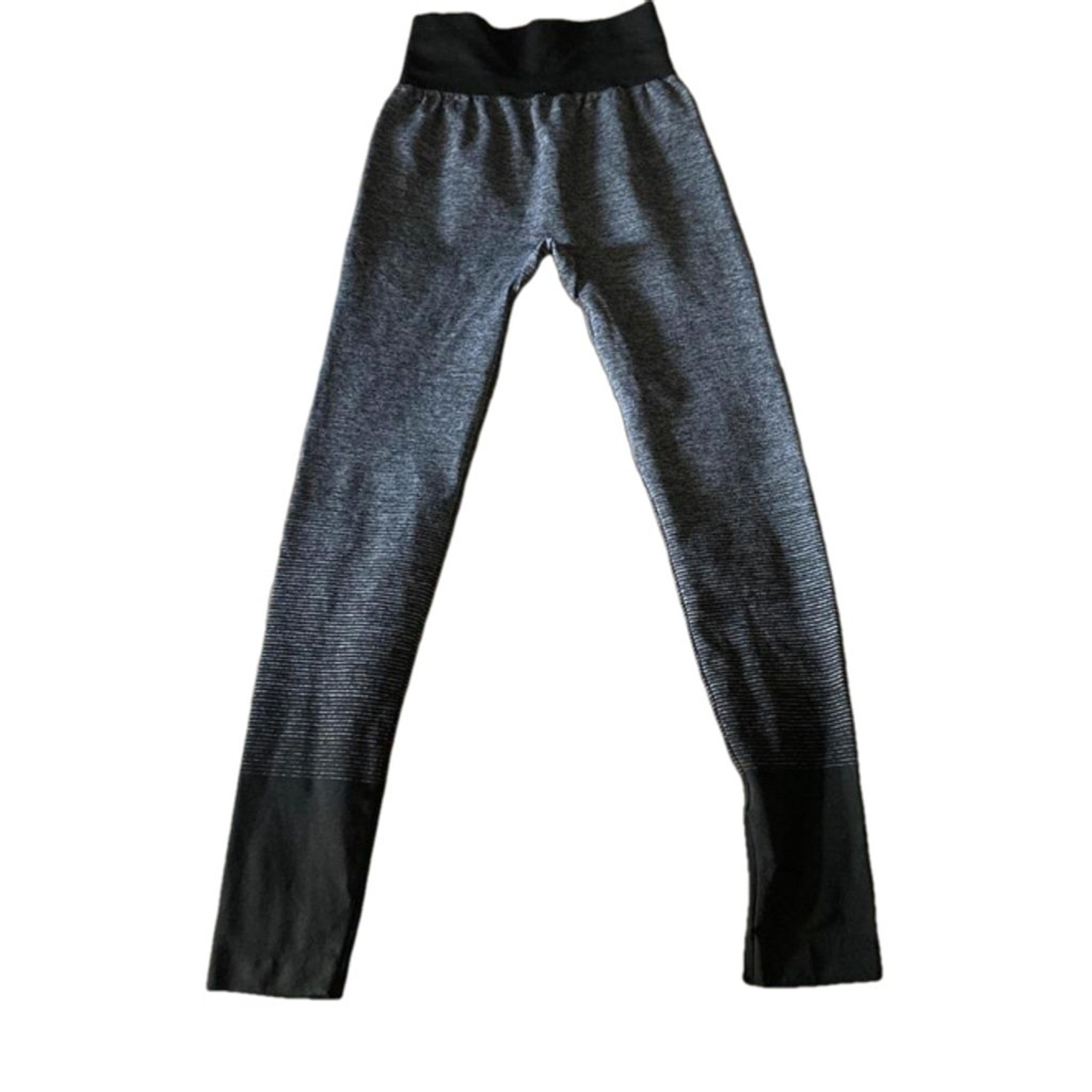 New Mix Gray & Black Polyester Sporty Women's Activewear Leggings One Size
