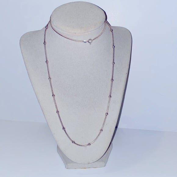 Sterling silver 925 beaded necklace 26”