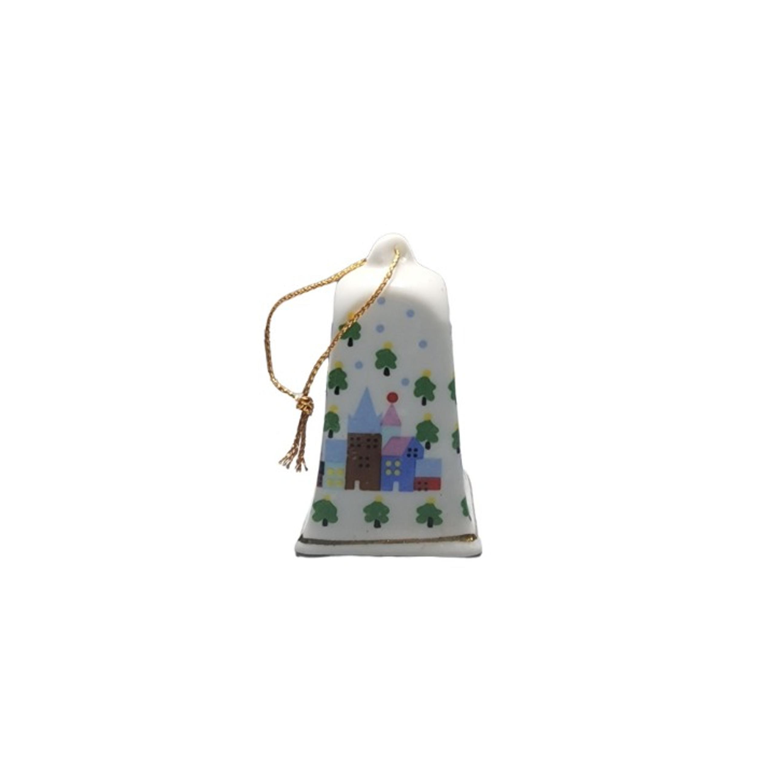 Vintage Bell Ceramic 1" x 2"Ceramic LVC Christmas Village Square Ornament Trees