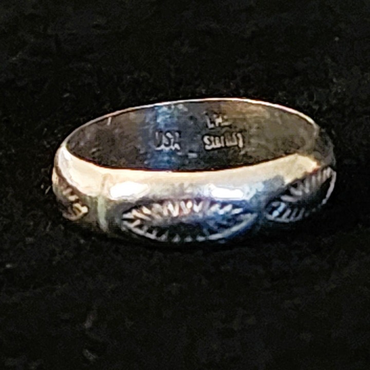 Vintage Navajo Sterling Silver Ring by Larry M. Chavez - Size 9
