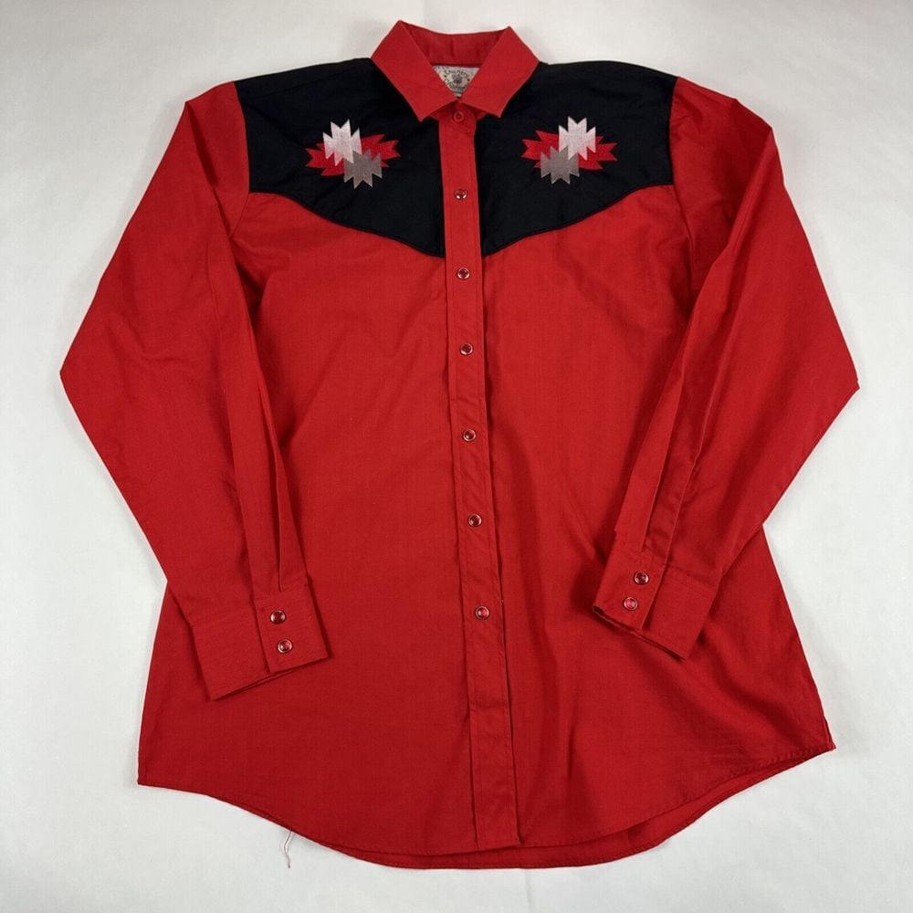 Ely Country Charmers Western Pearl Snap Shirt Womens M Embroidered Yokes Gaucho