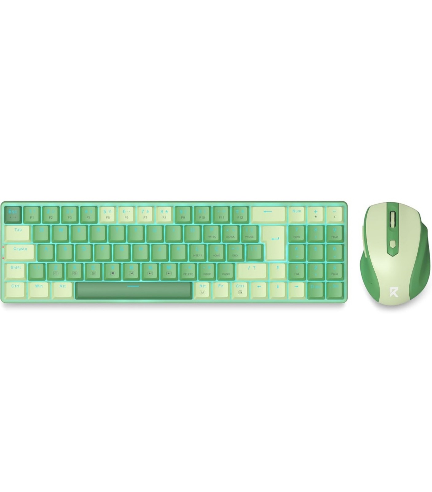 REDRAGON BS8772 Wireless 2.4Ghz Green Keyboard & Ergonomic Mouse Combo 78 Keys.