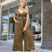 Dressto CALCA ESTAMPA XADREZ OLIVA wide