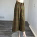 Dressto CALCA ESTAMPA XADREZ OLIVA wide