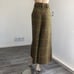 Dressto CALCA ESTAMPA XADREZ OLIVA wide