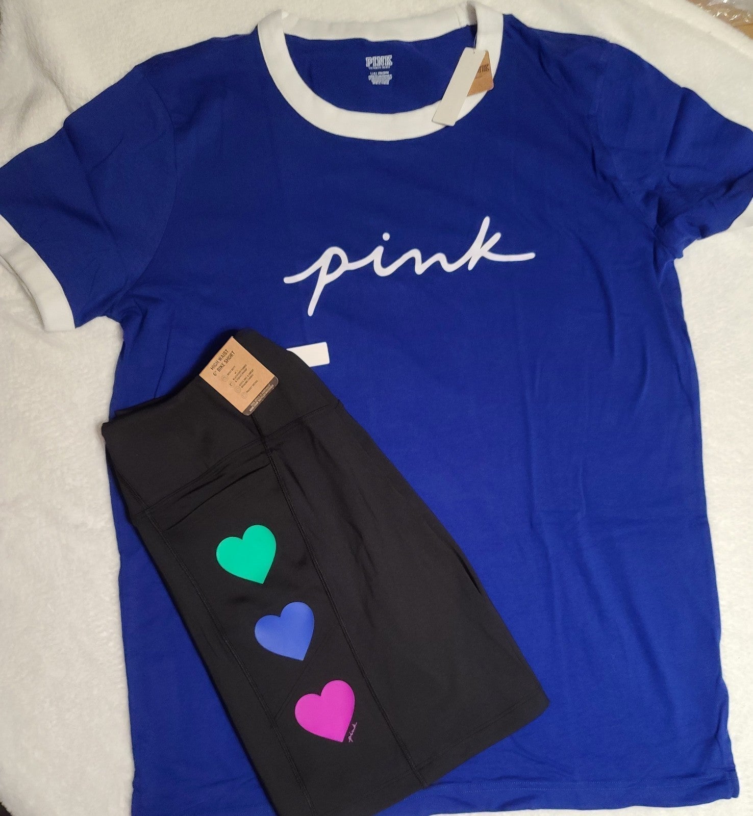 VS PINK Tee Bike Shorts Outfit Large