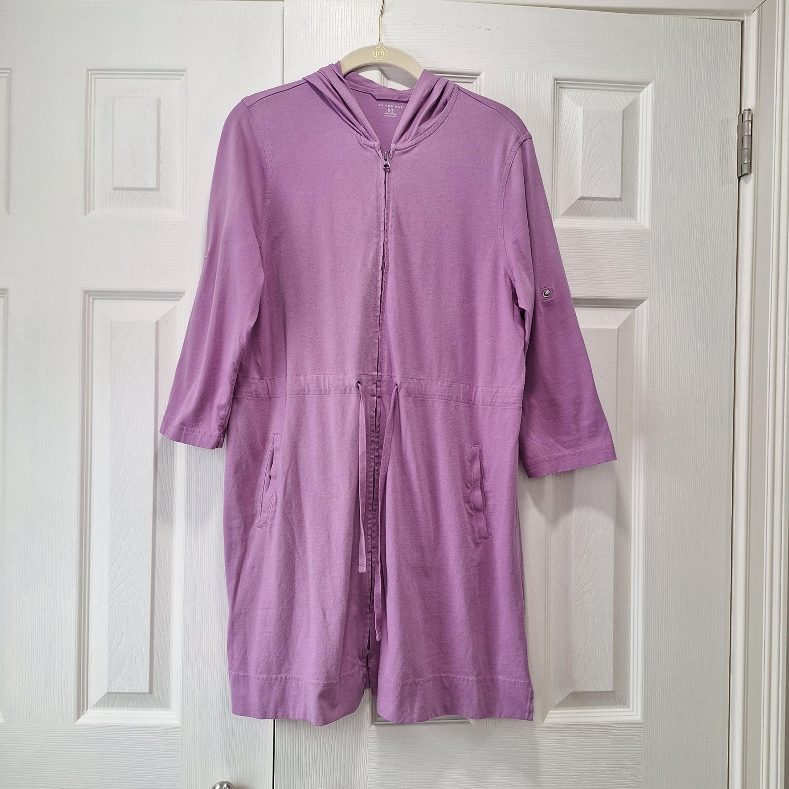 LANDS END WOMEN'S LIGHT PURPLE ZIP UP LIGHTWEIGHT LONG JACKET SIZE MP READ