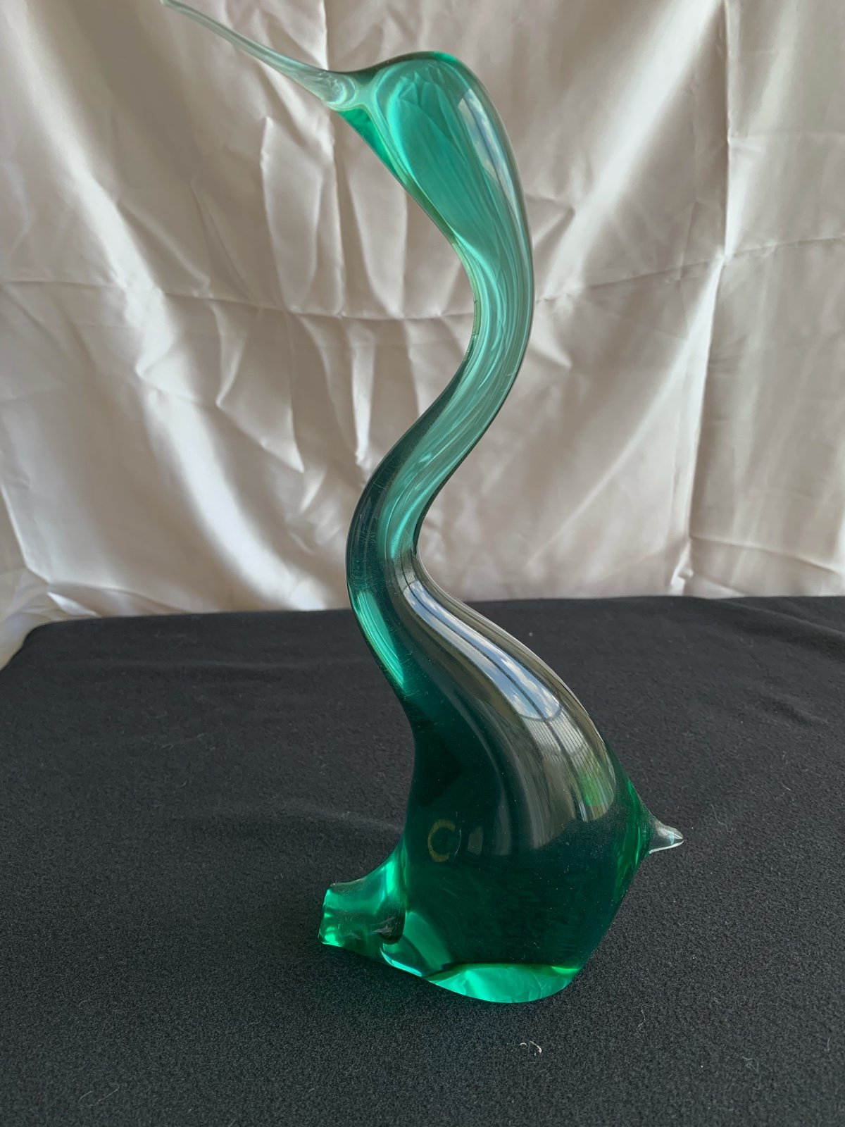 Handmade Vintage Teal Blue Vintage Glass Bird Sculpture