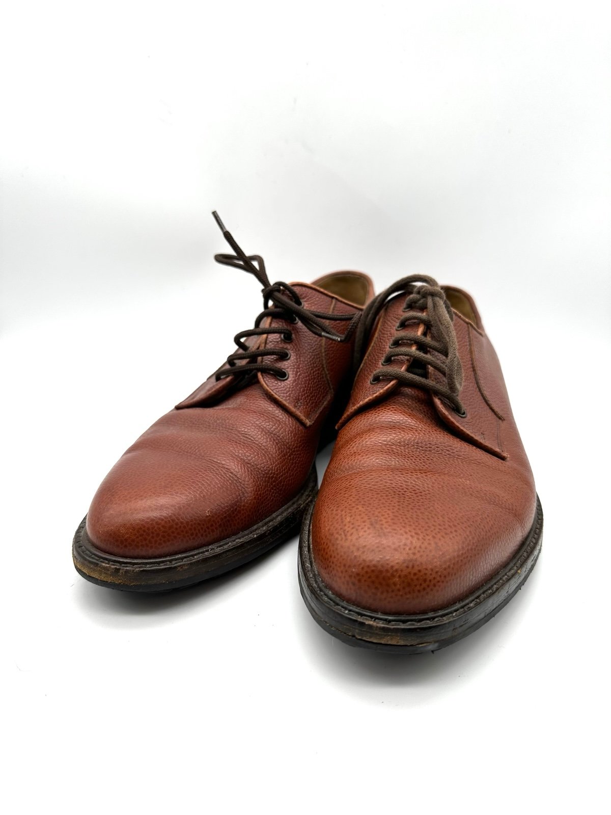 Salvatore Ferragamo Studio Brown Pebbled Leather Oxford Lace-Up Shoes 10.5 D