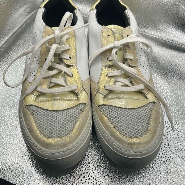 P448 Men's Size 43 Lowspace And Pearl Sneakers Gold White Sporty Streetwear