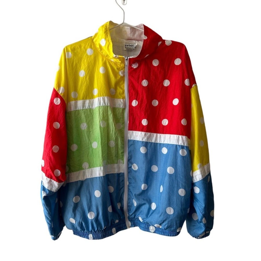 Vintage 80s Mureli Polka Dot Retro Windbreaker size XL