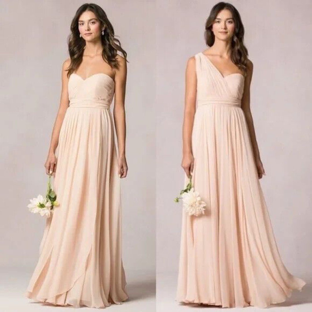 Jenny Yoo 'Aidan' Convertible Strapless Chiffon Gown size 6 Blush