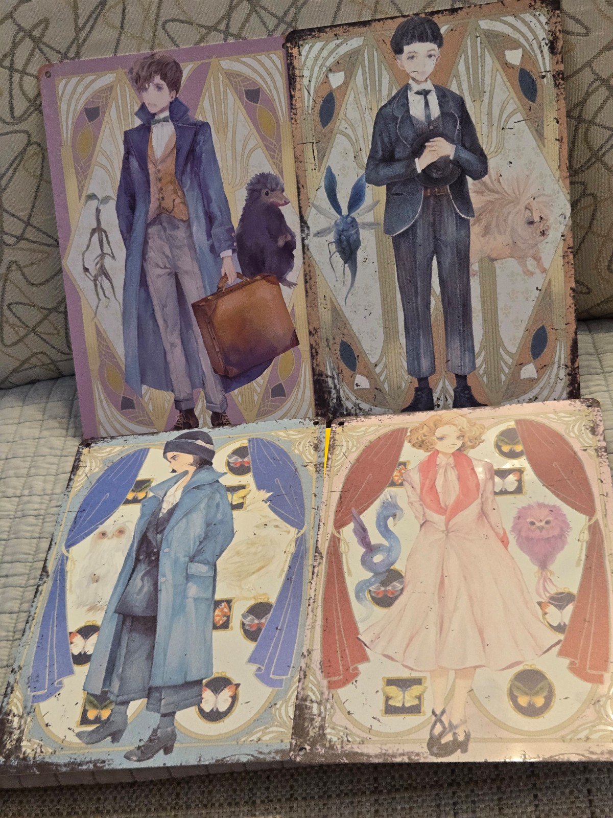 Harry Potter Fantastic Beasts Fantasy Characters Sign Tin Vintage 8 x 12 Combo
