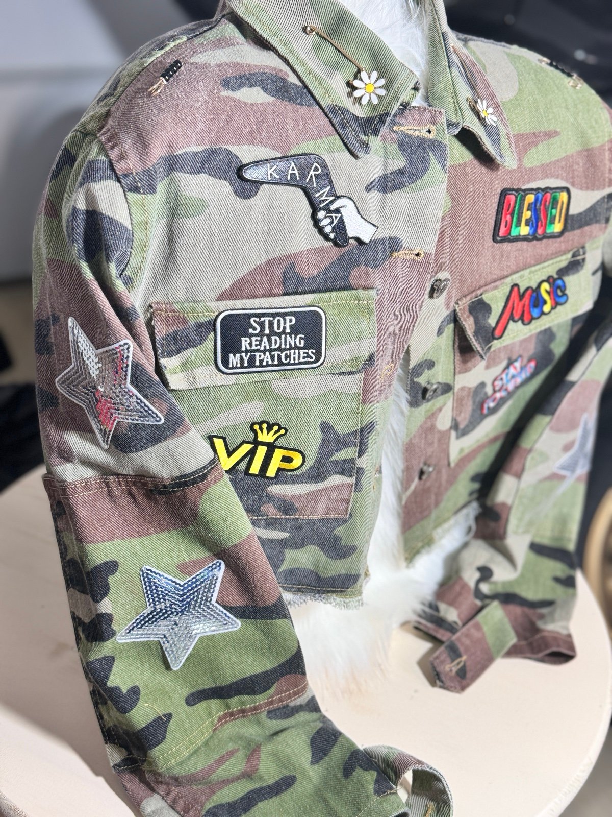 Camo jacket with customized patches