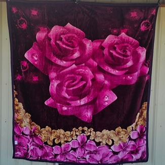 ROSES FLOWERS FLORAL ROSE FLOWER TWO PLY QUEEN SIZE REVERSIBLE BLANKET