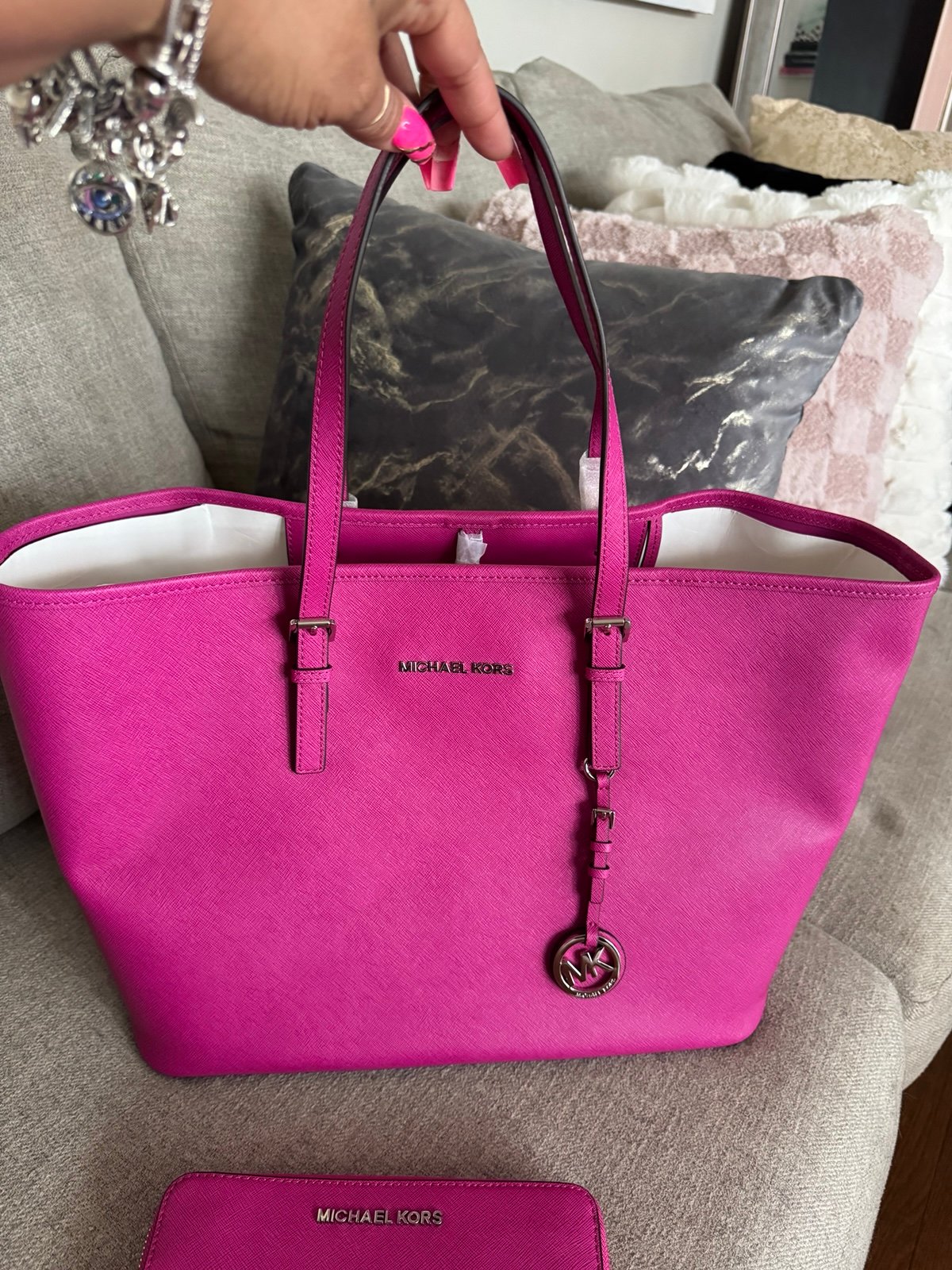 Michael Kors Jet Set Travel Tote Bag With Matching Wallet (Brand New) Authentic