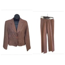 Ti Amo Vintage 70s Brown Tweed Wool Blend Blazer and Pants Suit Set