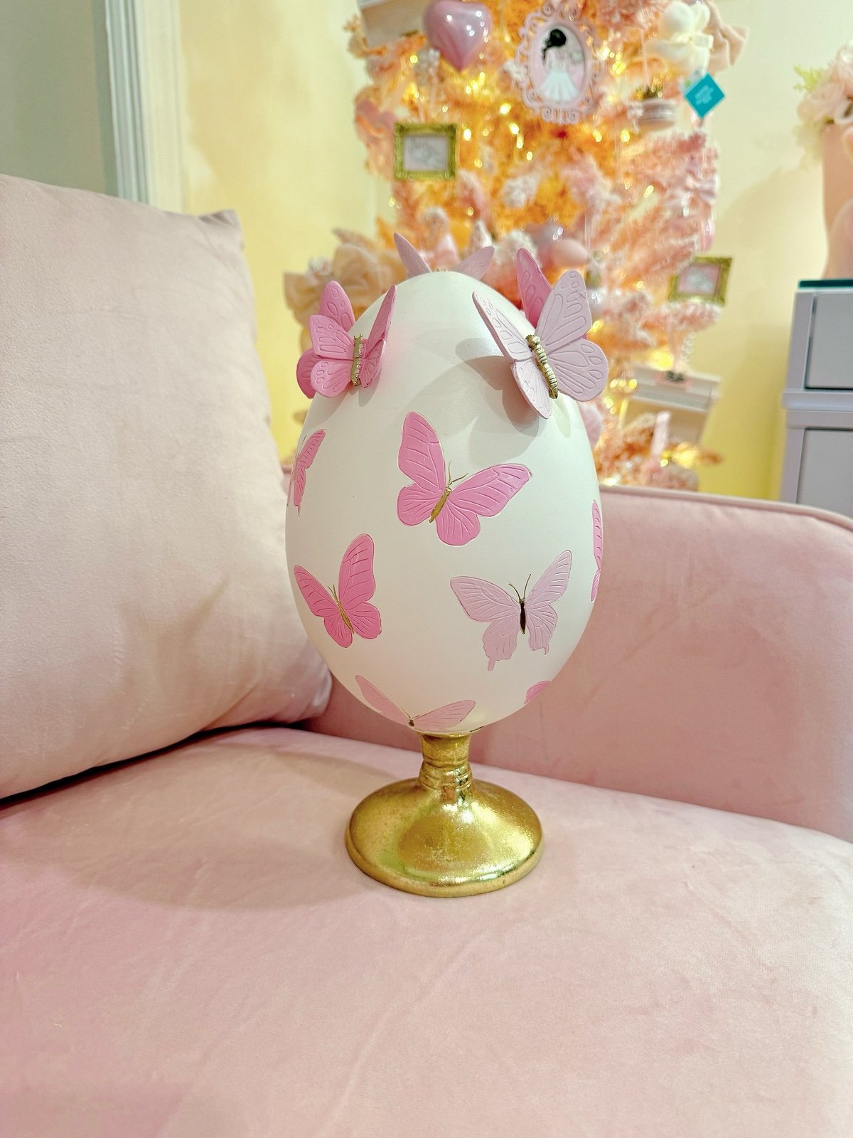 Easter Egg with Pink and Gold Butterflies