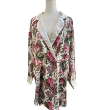 Victorias Secret Size S Vtg Gold Label Pink Floral Button Shirt Nightgown Satin