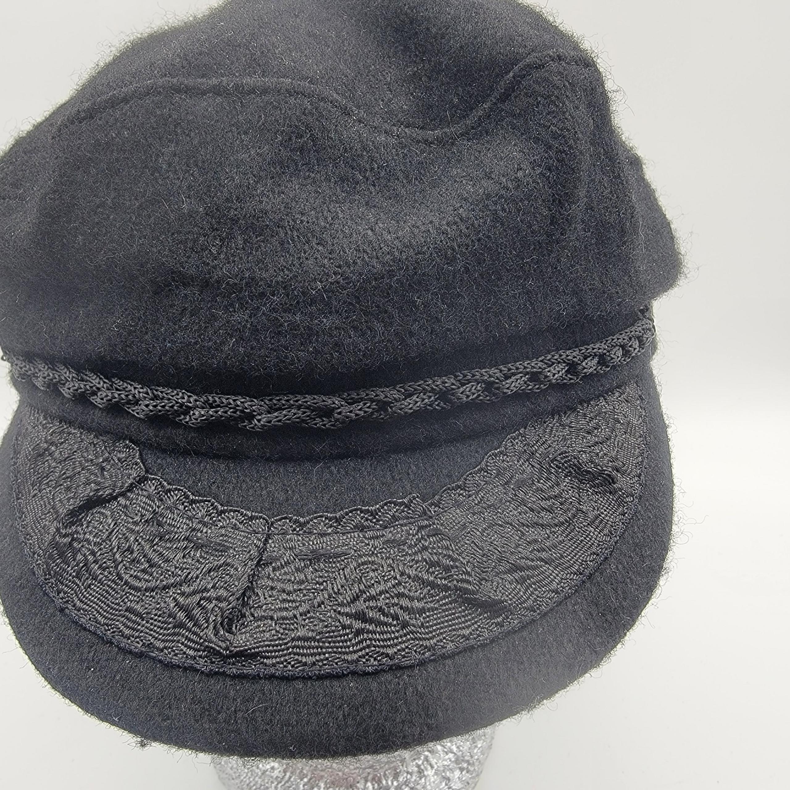 Vintage Greek black wool fishermans hat