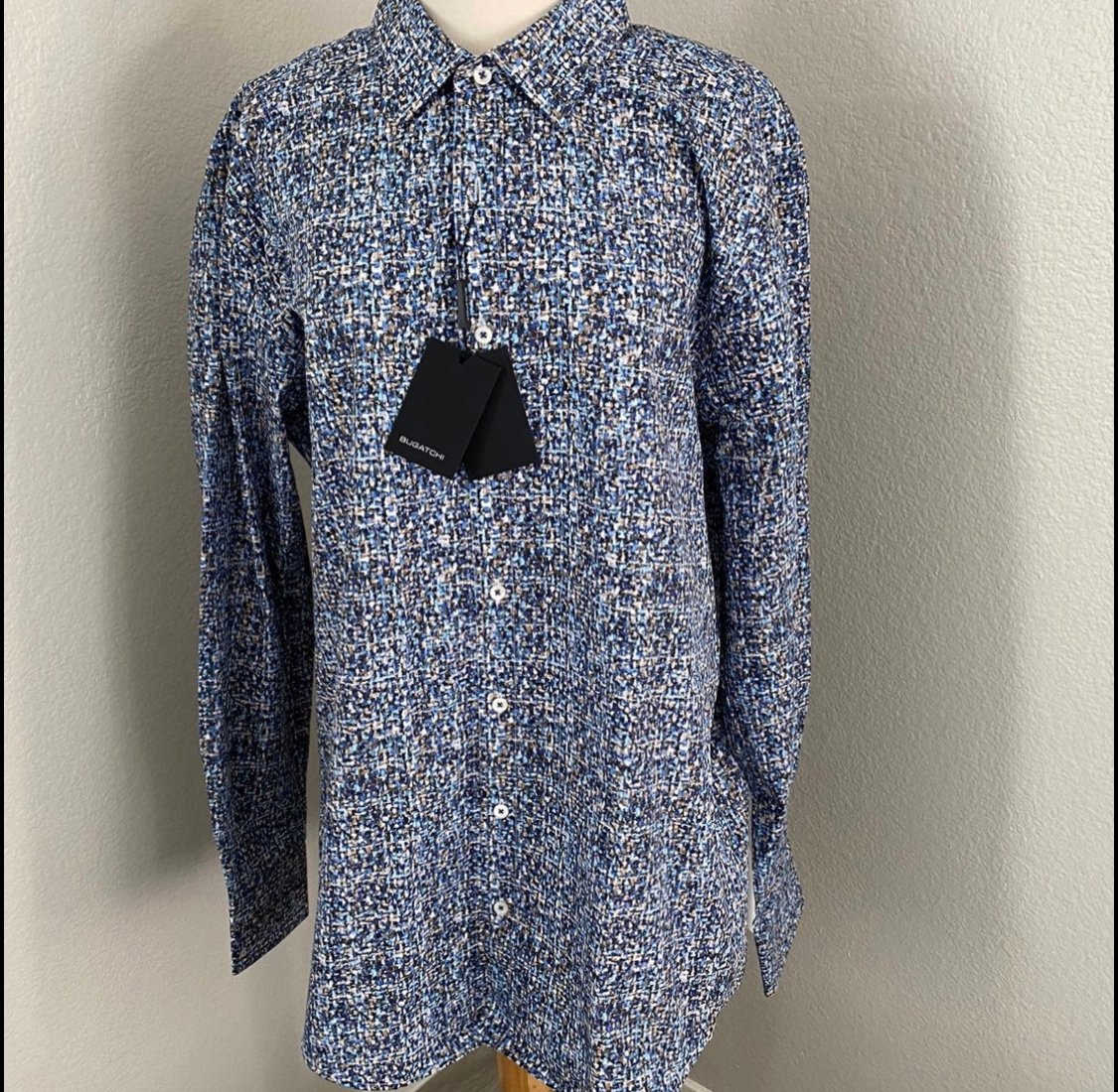 Bugatchi Air Blue Men's Button Down Shirt Shaped Fit NWT~XL