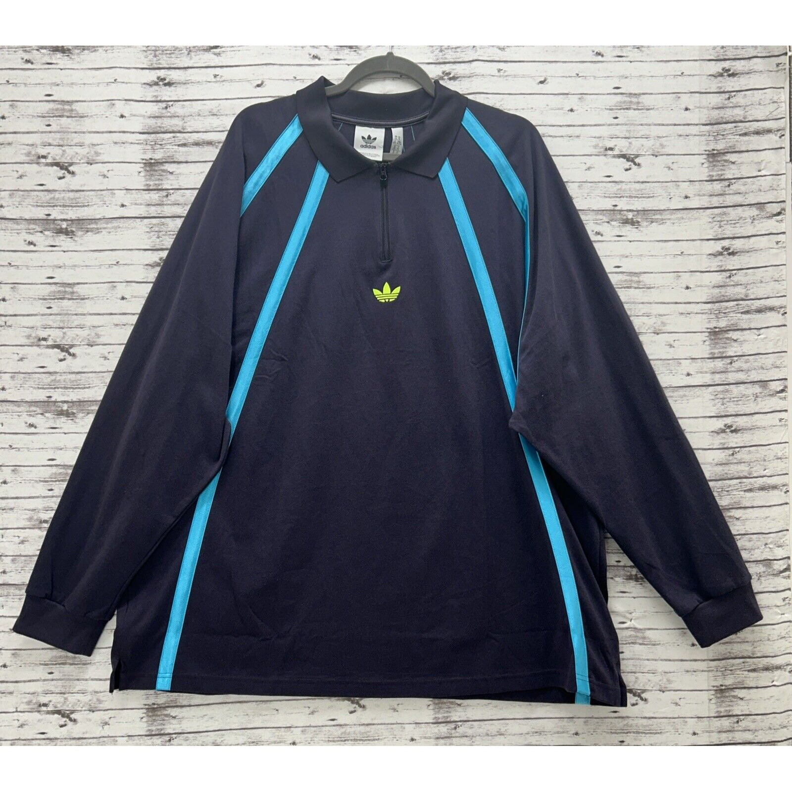 Adidas Originals Polo Rugby Shirt Oversized XL Aurora Black Long Sleeve Jersey