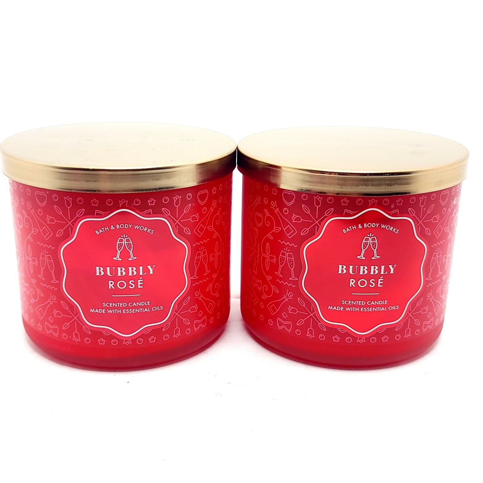 Bath and Body Works Candles Bubbly Rose 3-wick Candles 2-pack 14.5oz each